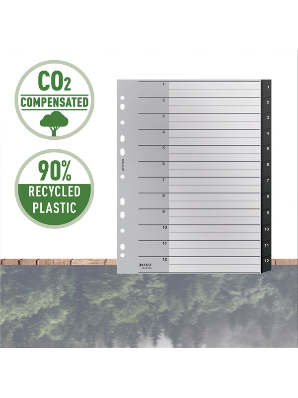 Leitz Recycle register 1-12, PP, ekstra bred