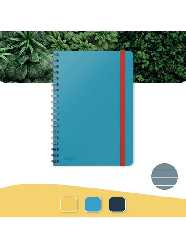 Leitz Cosy Soft Touch notatbok Hardcover med spiralinnbinding, linjer Sjøblå