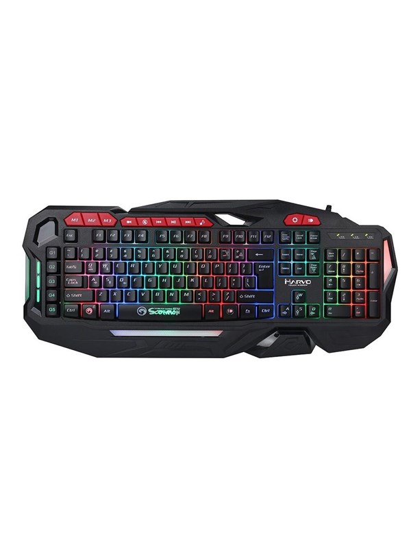Marvo Gaming Keyboard - Nordic - Black - Tastatur - Rød