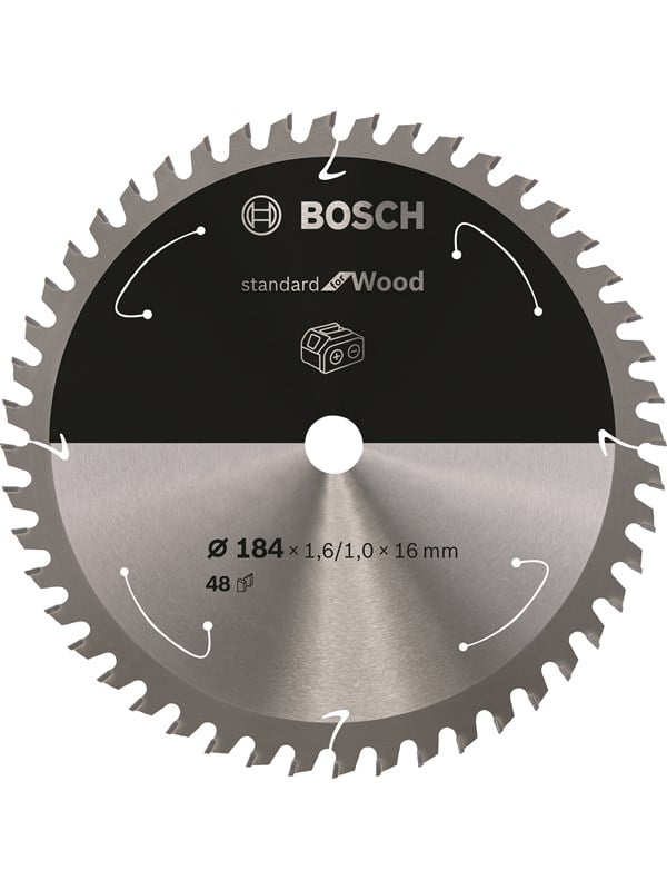 Bosch Standard for Wood-sirkelsagblad for batteridrevne sager 184x1,6/1x16 T48