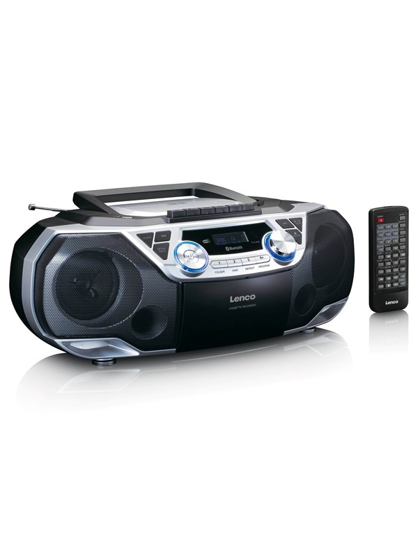 Lenco SCD-720SI - Portable Boombox with DAB+/FM radio Bluetooth® CD Casette Recorder and USB player - Silver - DAB/DAB+/FM - Stereo - Sølv
