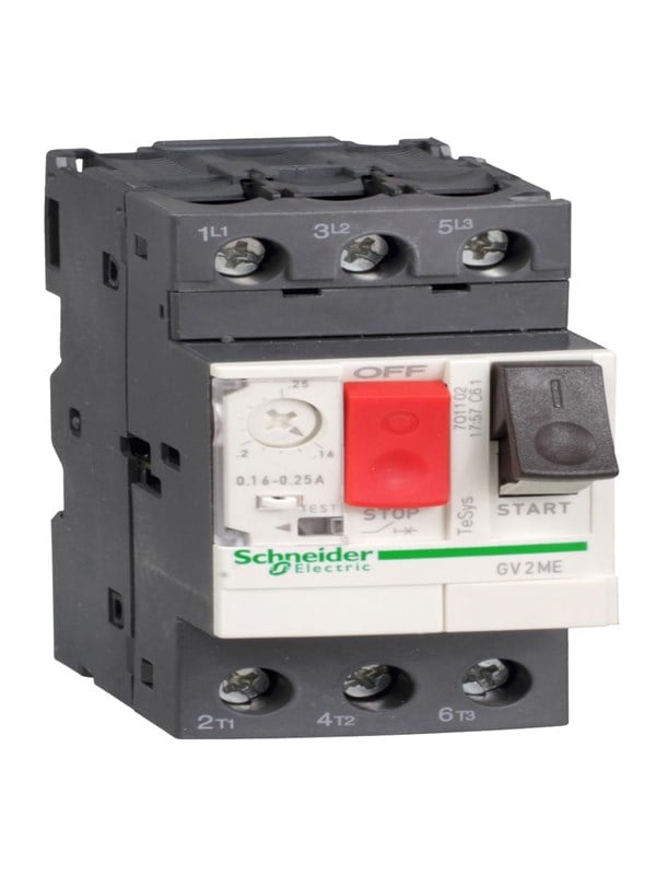 Schneider Electric Tesys gv motor circuit breaker gv2me05 thermal-magnetic 0.63-1a 0.25kw@400v icu100ka pushbutton