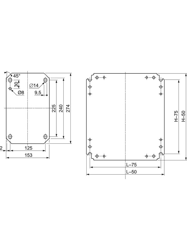 Schneider Electric Plain mount. plate 400x300