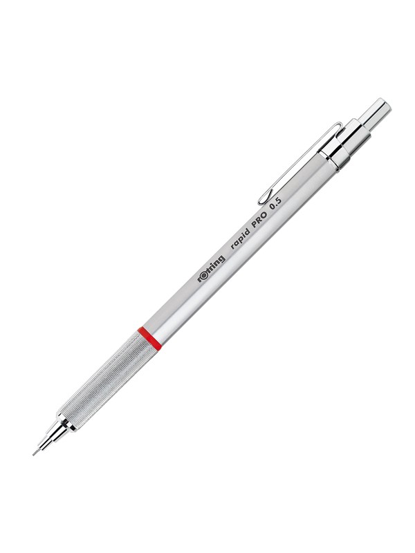 Rotring Rapid Pro Mechanical Pencil | HB 0.5 mm Lead Propelling Pencil | Reduced Lead Breakage | Silver Chrome Full-Metal Barrel