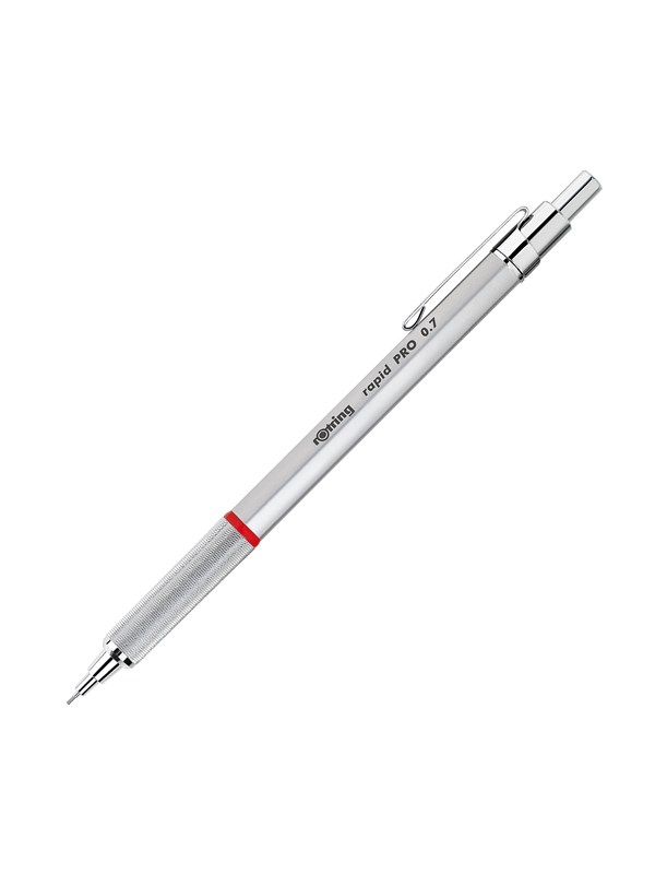 Rotring Rapid Pro Mechanical Pencil | HB 0.7 mm Lead Propelling Pencil | Reduced Lead Breakage | Silver Chrome Full-Metal Barrel
