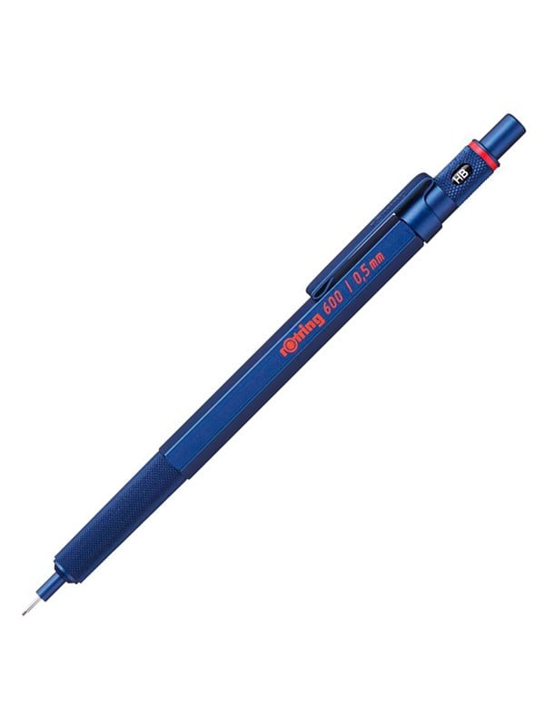 Rotring 600 Mechanical Pencil | 0.5 mm | Blue All-Metal Body Propelling Pencil | Non-Slip Knurled Grip & Hexagonal Barrel