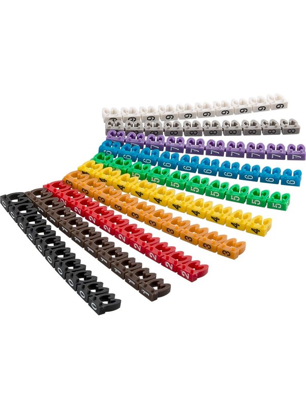 Pro Cable marker clips 'Digits 0-9' for cable diameterup to 4 mm