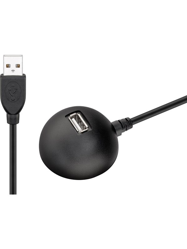 Pro USB 2.0 Hi-Speed extension cable with desktop foot black