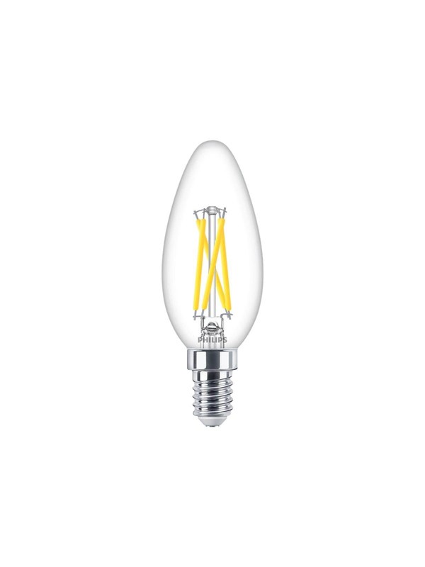 Philips LED-lyspære Classic Candle 2.5W/922-927 (25W) Clear WarmGlow Dimmable E14