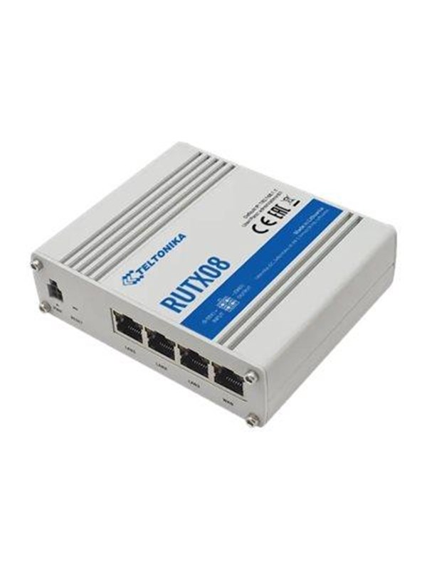 Teltonika RUTX08 Industrial Ethernet Router / 4 x Gigabit Ethernet ports with up to 128 port/tag-based VLANs supported - Router