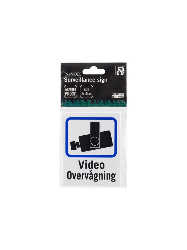 Deltaco Danish TV/Video surveillance sign in plastic 8x10cm (2-pack)