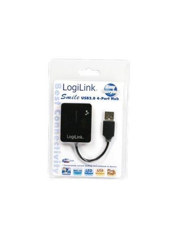 LogiLink USB 2.0 hub 4-port Smile black USB-hub - 4 porter - Svart