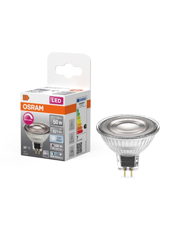 Osram LED-lyspære LED Comfort MR16 36° 621lm 8W/940 (50W) GU5.3 dimmable GU5.3