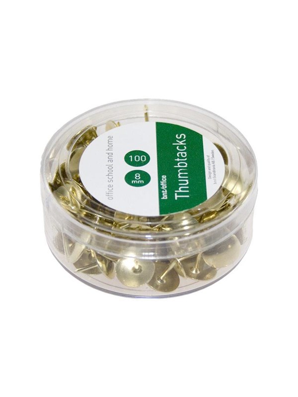 b.n.t/office Thumbtacks - 8 mm head diameter - gold - pack of 100