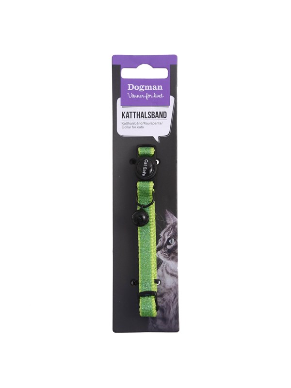 Dogman Katthalsbånd Gina med Cat Safe mekanisme og Bjelle Grønn 30cm