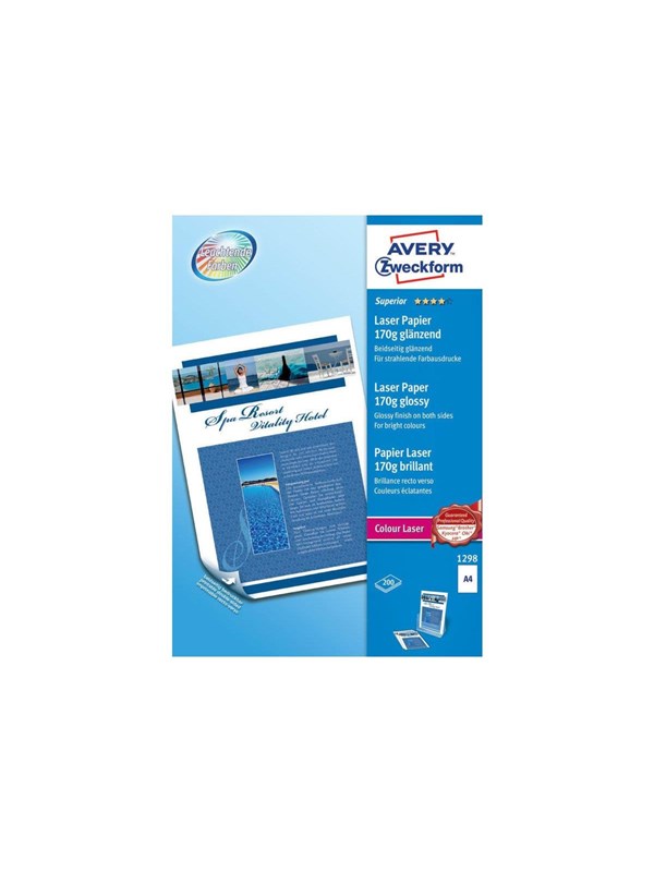Avery Superior fargelaserpapir, A4, dobbeltsidig belegg, 170 g/m²