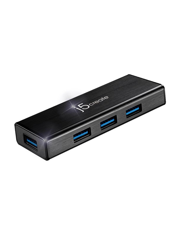 j5create 4-Port USB3.0 Mini Hub USB-hub - USB 3.0 - 4 porter - Svart