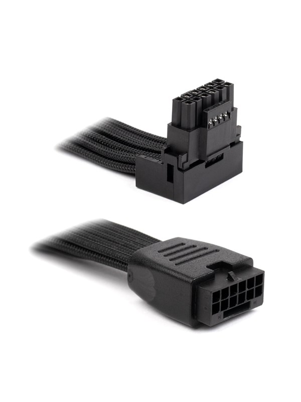 DUTZO Sleeved PCI-E 12V-2x6 forlengerkabel - Låse stiften ned - Svart