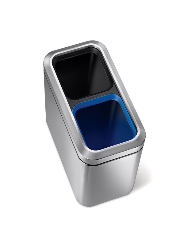 Simplehuman 20L (10/10), slank åpen resirkuleringsbeholder, børstet rustfritt stål