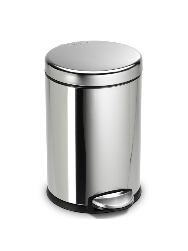 Simplehuman 4,5L rund pedalbøtte, polert stål