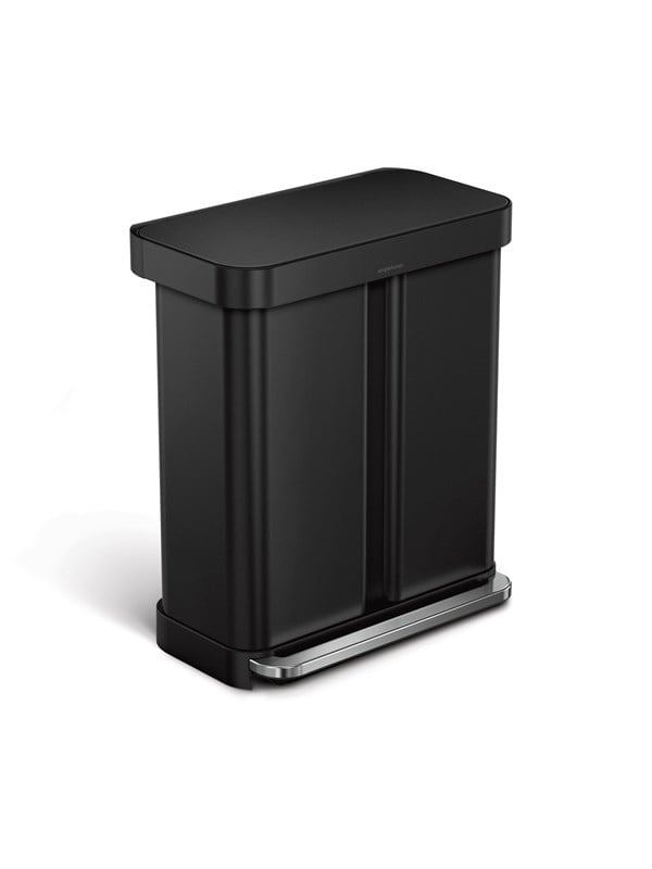 Simplehuman 58L (34/24), dobbel pedalbøtte med linerlomme, svart