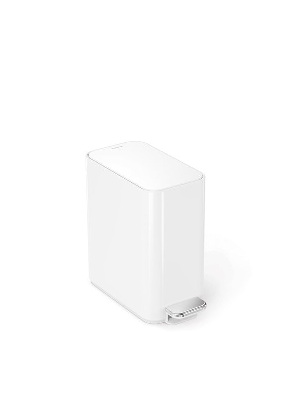 Simplehuman 5L slank pedalbøtte, hvitt rustfritt stål