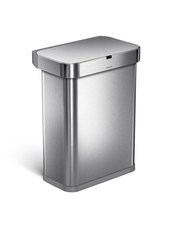 Simplehuman 58L rektangulær sensor søppelbøtte med stemmestyring, børstet