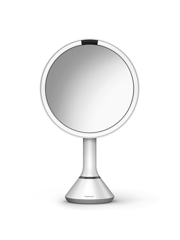 Simplehuman Sensor speil med berøringskontrollert lysstyrke og dobbel lysinnstilling, hvit