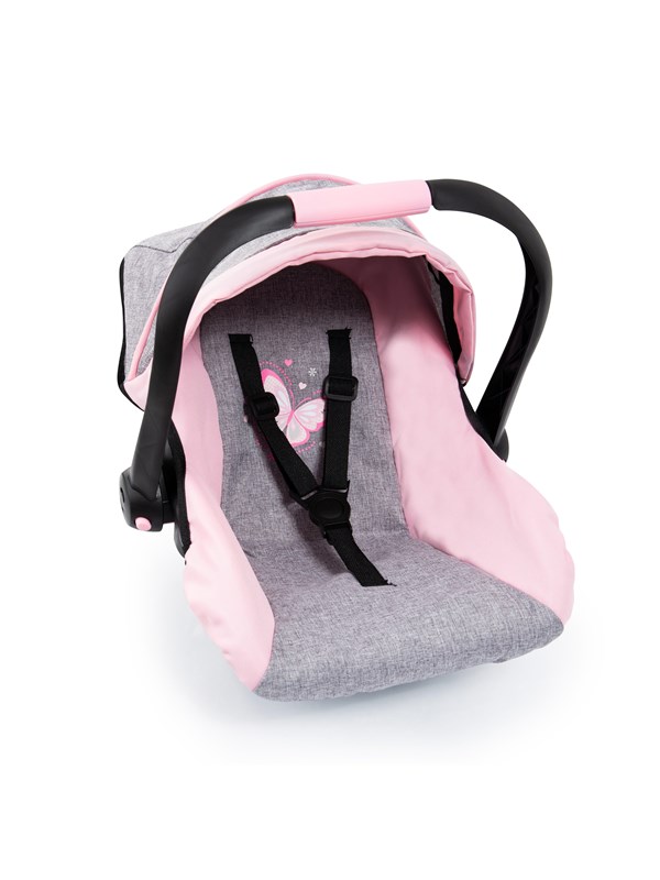 Bayer Design Deluxe Car Seat with Canopy for Dolls - Grey/Pink (67933AA)