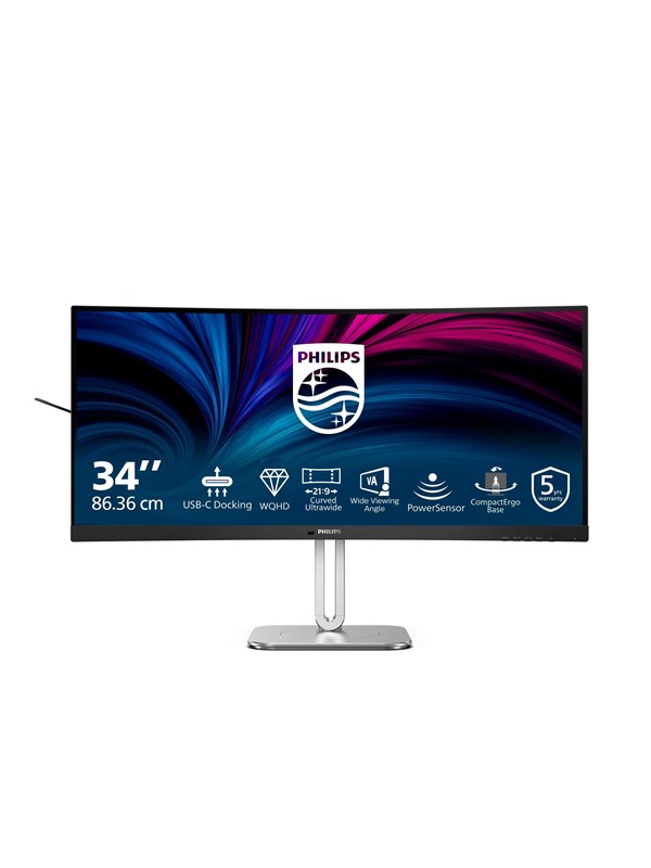 34" Philips 34B2U5600C - 3440x1440 (UWQHD) - 120Hz - VA - 96W USB-C - KVM switch