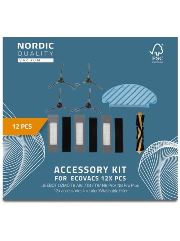 Nordic Quality Robotstøvsuger 12 Pcs Kit Ecovacs OZMO