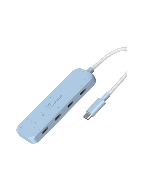 j5create JCH345EC - hub - USB-C - 4 ports USB-hub - USB 3.2 - 4 porter - Blå