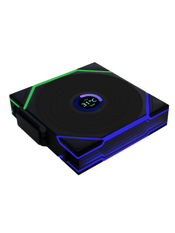 Lian Li UNI FAN TL Wireless LCD Reverse - Kabinettvifte - 120mm - Svart med RGB LED-lys - 31 dBA