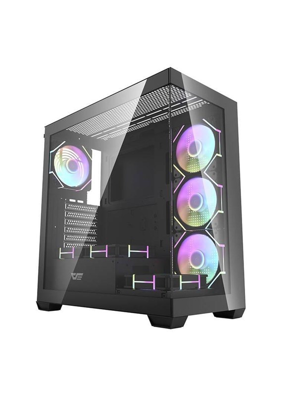 Darkflash DS900 computer case (black) + 7 ARGB fans - Kabinett - Miditower - Svart
