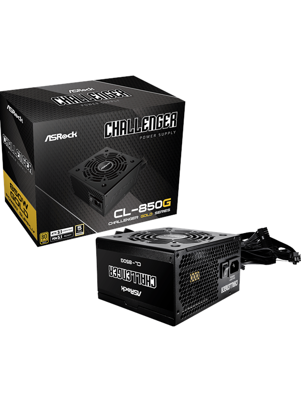 ASRock CL-850G Strømforsyning (PSU) - 850 Watt - 120 mm - ATX 3.1 - 80 Plus Gold sertifisert