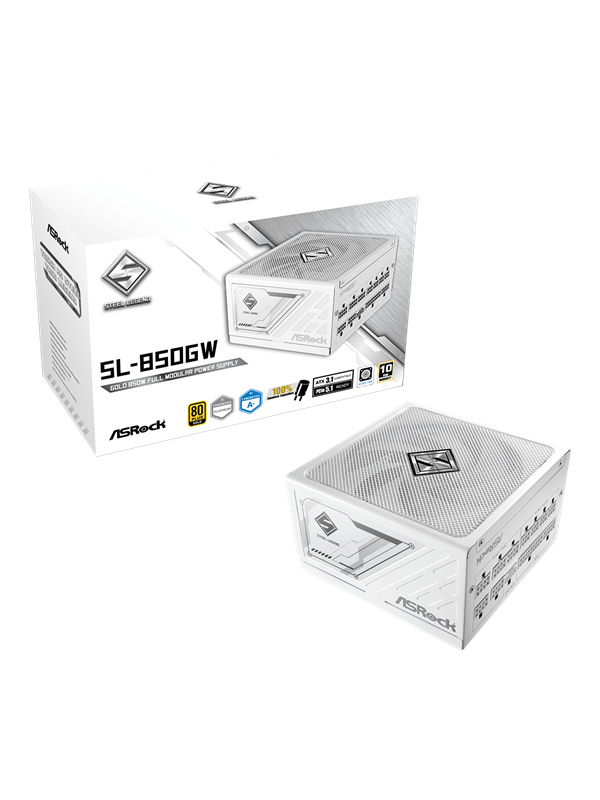 ASRock SL-850GW Strømforsyning (PSU) - 850 Watt - 135 mm - ATX 3.1 - 80 Plus Gold sertifisert