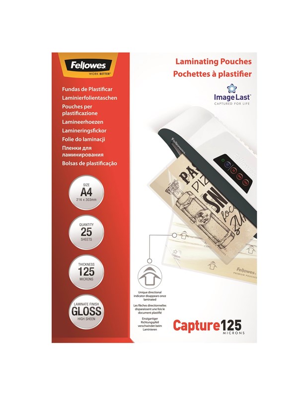 Fellowes laminator pouch - A4 125 micron - 25 unites
