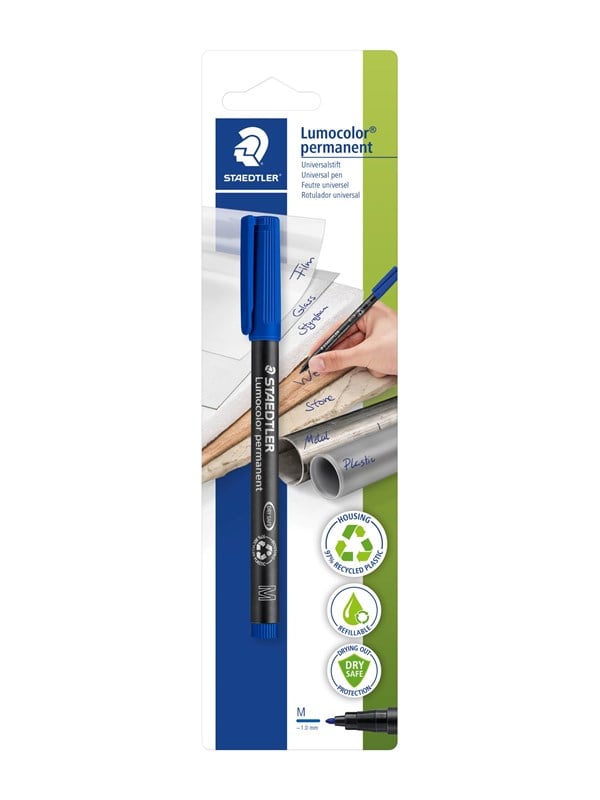 Staedtler Lumocolor permanent 317 universal penn, blå, medium 1.0 mm