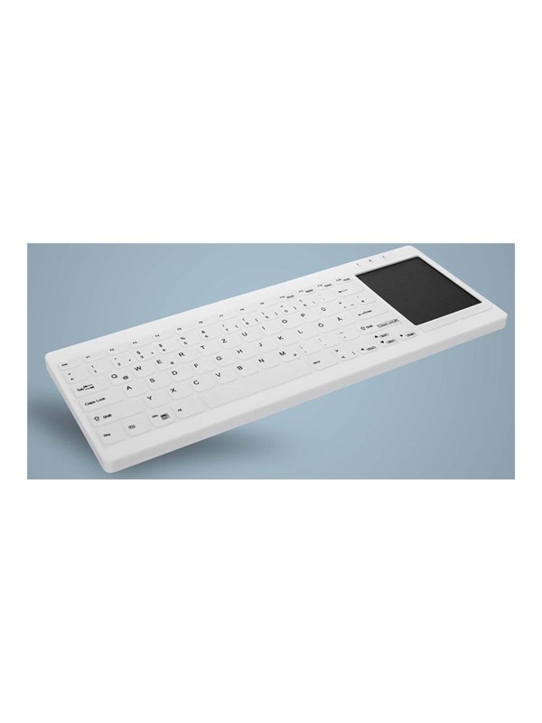 Cherry Active Key AK-C4412F - keyboard - medical mini - with touchpad - QWERTY - Pan Nordic - white Input Device - Tastatur - Nordisk - Hvit