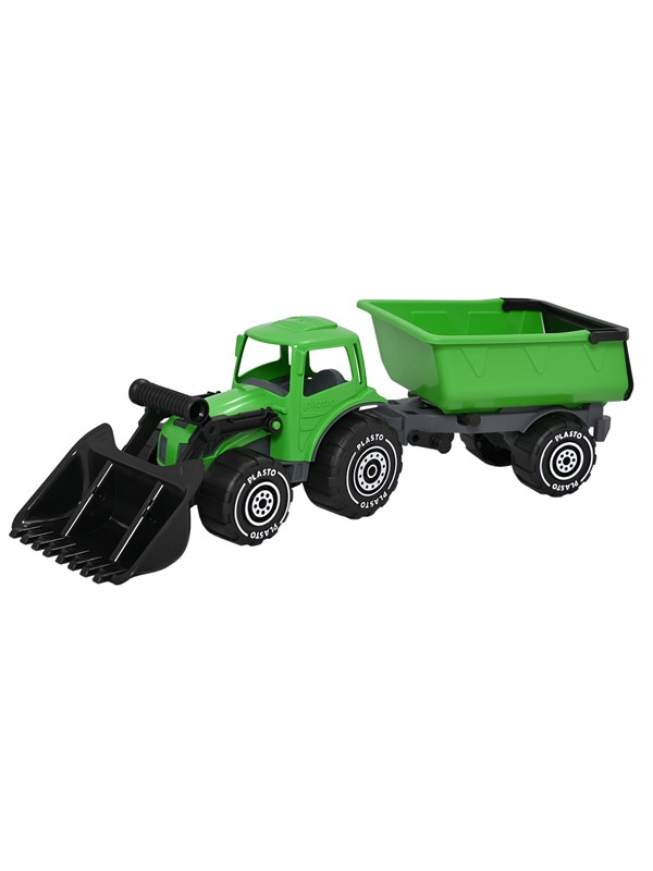 Plasto Tractor with frontloader & trailer 56.5 cm