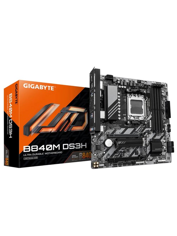 GIGABYTE B840M DS3H Hovedkort - AMD B840 - AMD AM5 - DDR5 RAM - Micro-ATX