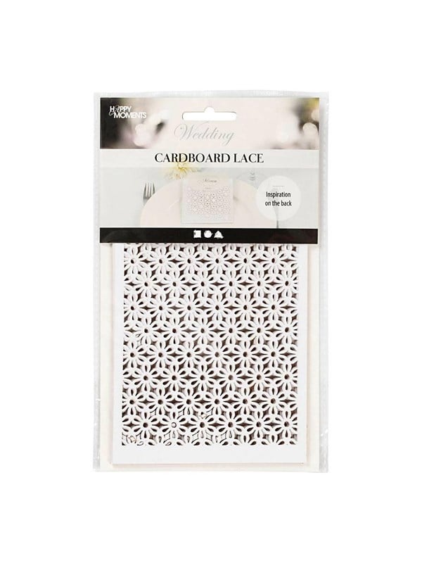 Creativ Company - Patterned Cardboard Flower White 10 pcs.