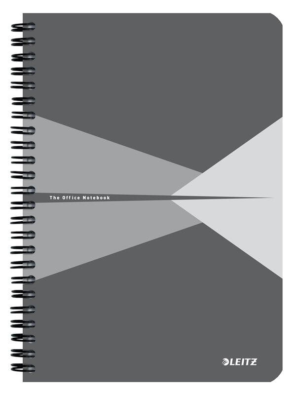 Leitz Office Notebook A5 squared wirebound with cardboard cover grey