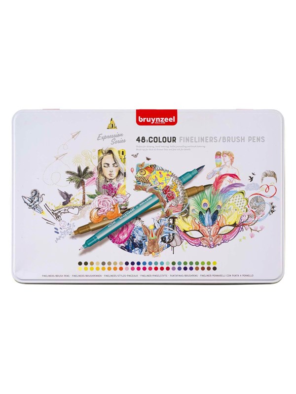 Bruynzeel Creatives Fineliner Brushpen Set 48 Colors
