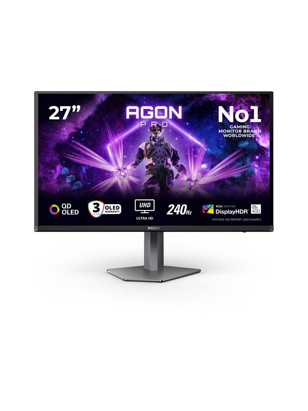 26.5" AOC AG276UZD - 3840x2160 (4K) - 240Hz - QD-OLED - 65W USB-C - KVM switch