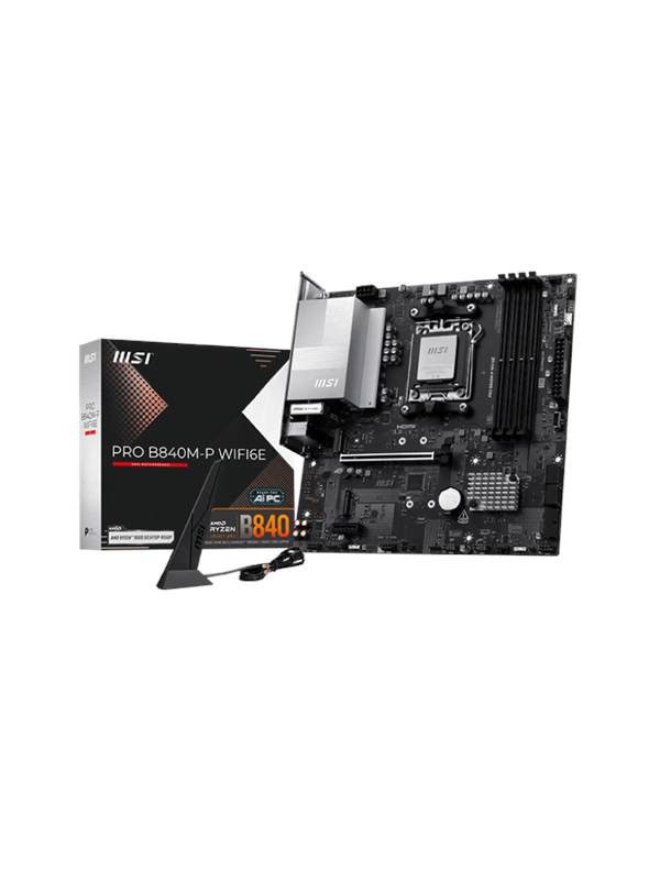 MSI PRO B840M-P WIFI6E Hovedkort - AMD B840 - AMD AM5 - DDR5 RAM - Micro-ATX