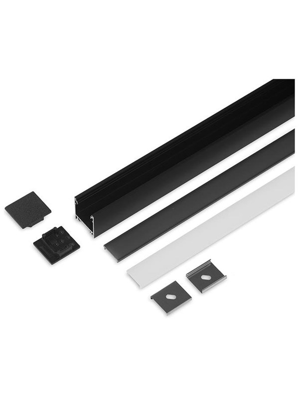 Light Solutions Aluminiumsprofil - Model L - 20mm LED strip - Sort