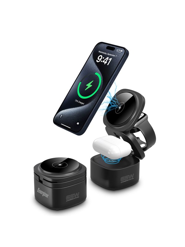 Energizer 3-In-1 Trådløs Ladestasjon - 65W USB-C PD