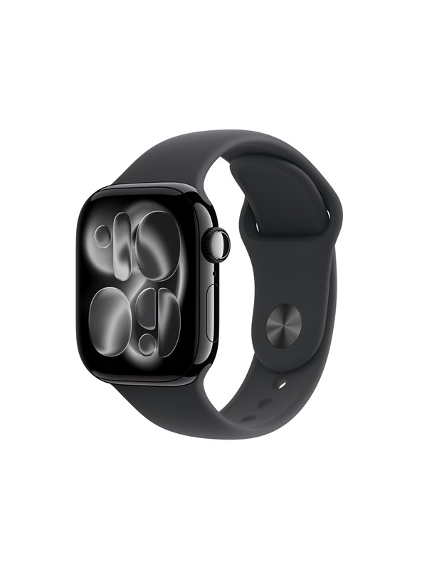 Apple Watch Series 11 GPS + Cellular 42mm Jet Black Aluminium Case with Black Sport Band - S/M
