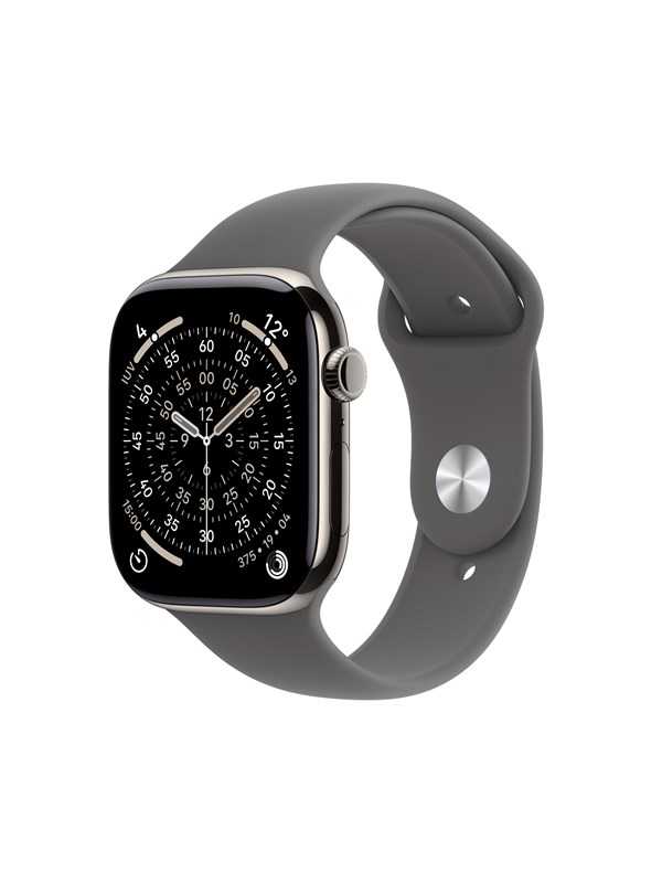 Apple Watch Series 11 GPS + Cellular 42mm Natural Titanium Case with Stone Grey Sport Band - S/M